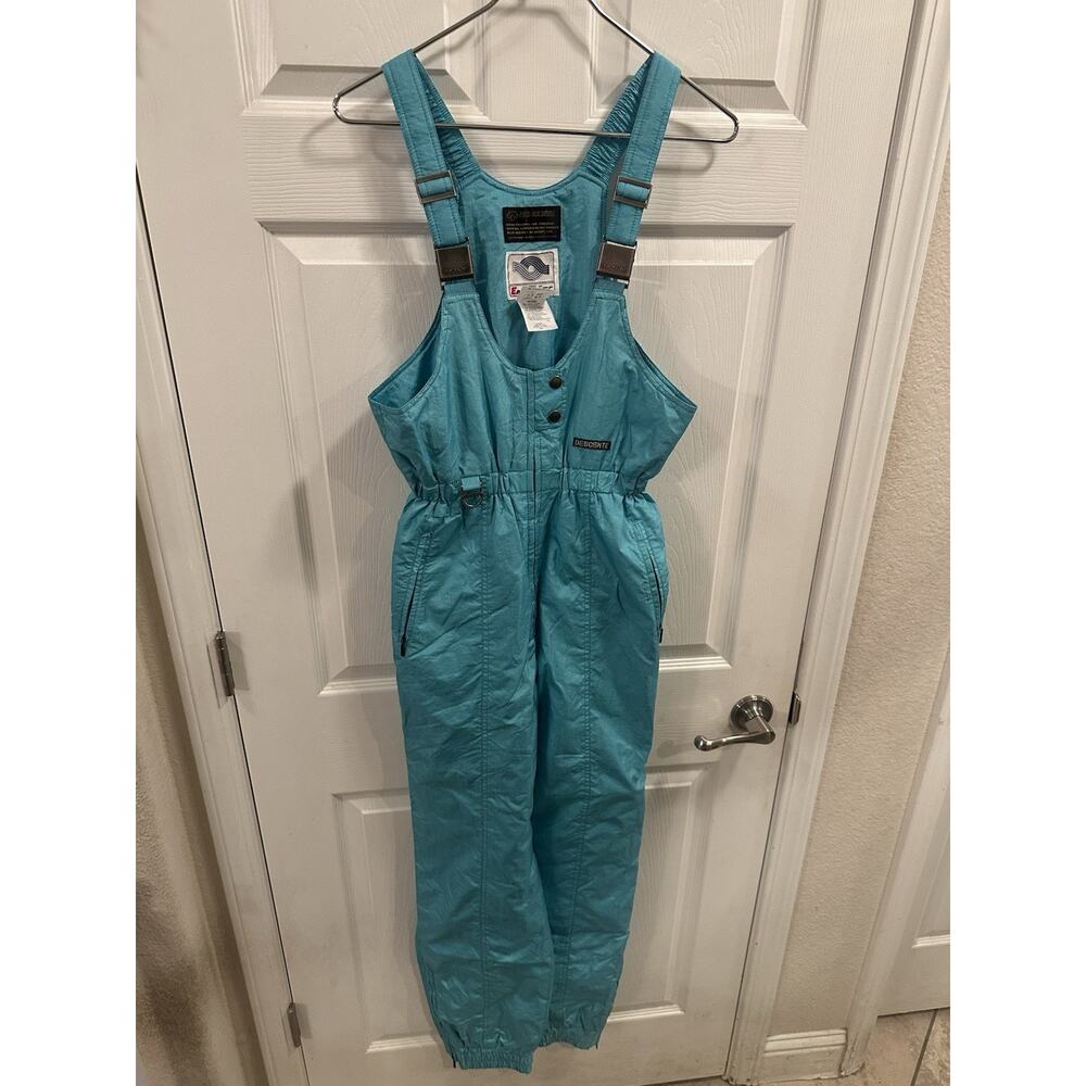 Vintage 90s Descente Ski Snow Bib Overalls Entront Fabric Suspenders Size 28